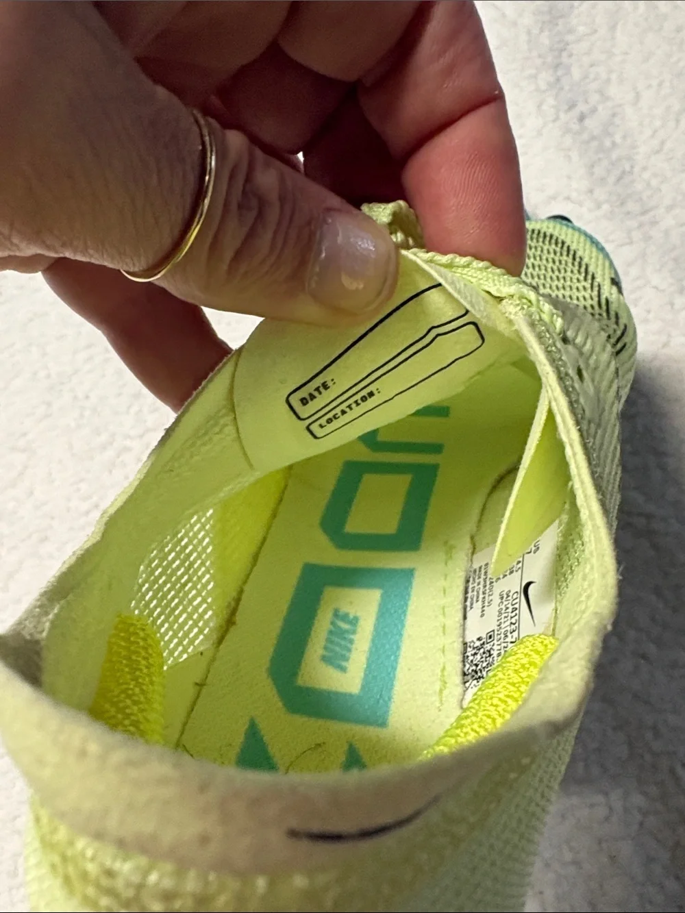 Nike size 7 Women's Neon Yellow & Aqua Flyweight Running Sneakers